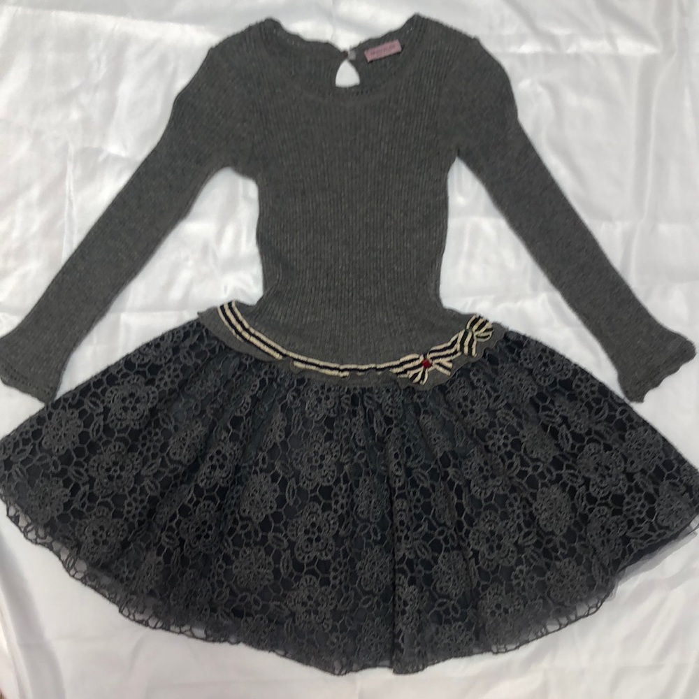 Monnalisa Couture Girls Runway Holiday Cashmere Tutu Dress  Size 8